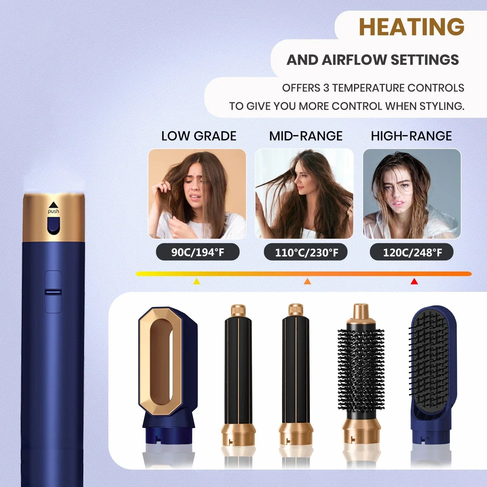 New 5 In1 Multi Hair Straightener Hair Styler Curling Iron Hair Dryer With Hair Brush Hairdryer For Hair Dryer Hair Multi Style.