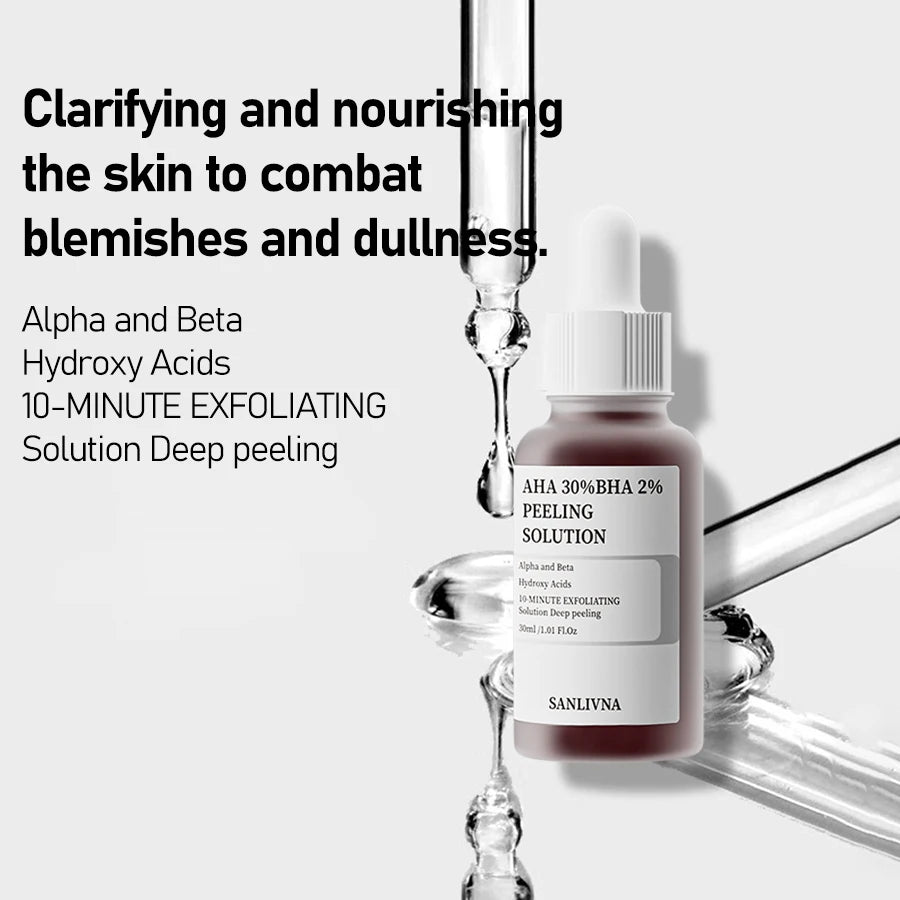 AHA 30%+BHA 2% Exfoliating Face Salicylic Acid Serum 10% Niacinamide + 1% Zinc, 10% Hexapeptide Serum Moisturizing Face Skincare.