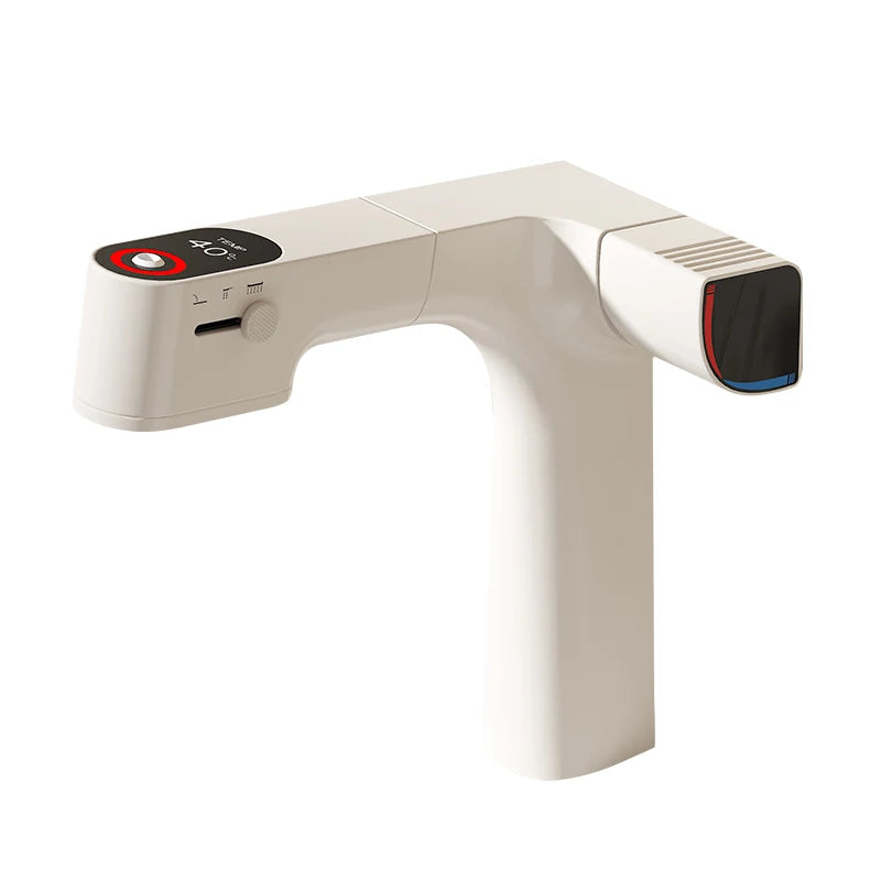 VGX Purified Bathroom Faucets Pull Out Water Filter Tap White Basin Mixer Sink Faucet Gourmet LED Display Brass Tapware Crane