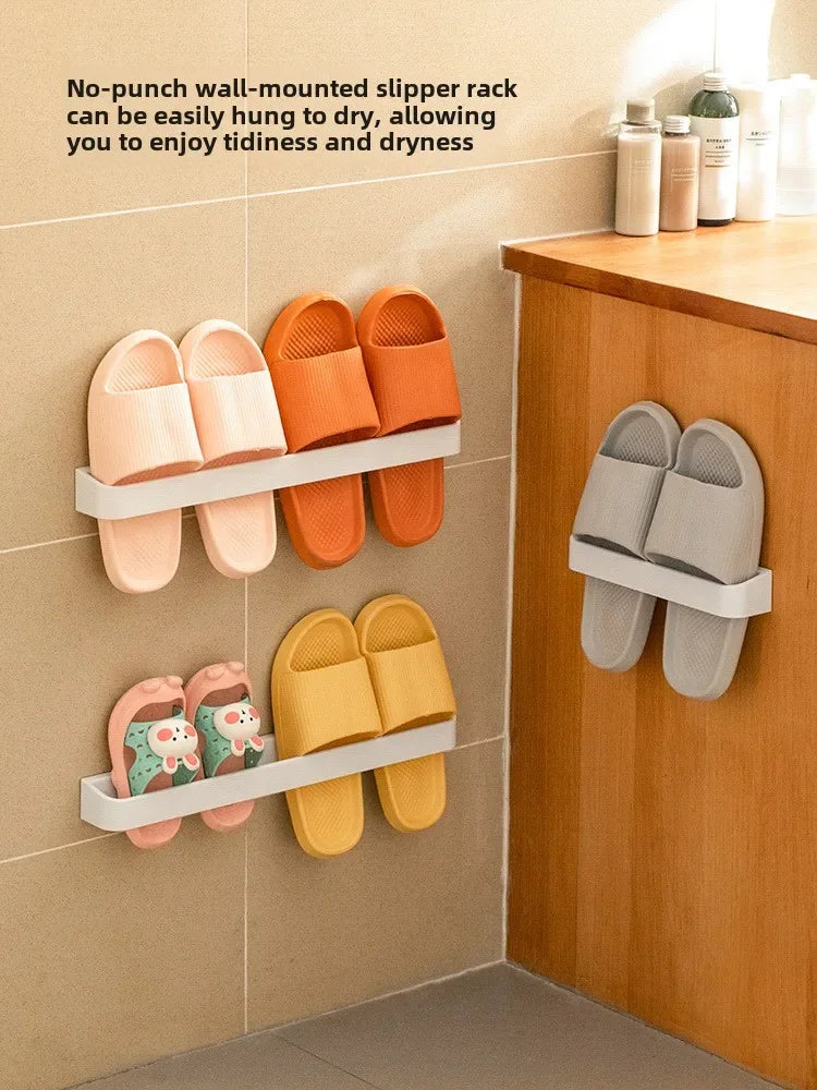 Wandhalterung für Hausschuhe, kein Stanzen, für Badezimmer, Handtuch, Aufbewahrungsregal, Toilette, multifunktionales Abflussregal für die Küche