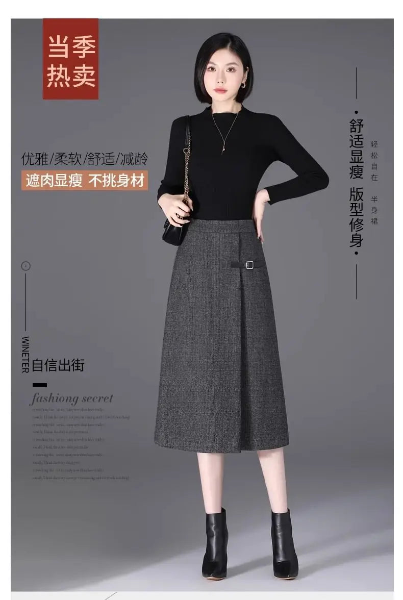 2025 Autumn New All-match Fashionable High Waist A-line Skirt Women Clothes Office Lady Simplicity Irregular Slim Skirts Ladies.