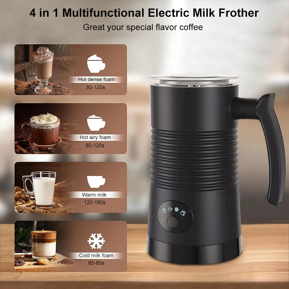 Electric Milk Frother Automatic Rotary Foamer for Coffee Cappuccino Latte 4 in 1 Hot and Cold Foam Maker Milk Frother Foamer.