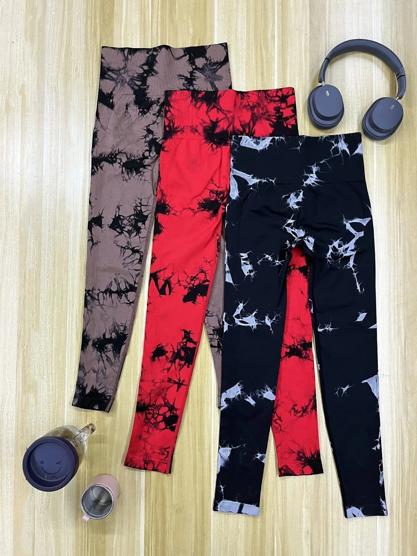 Tie Dye Seamless Leggings for Women High Waist Yoga Pants Scrunch Butt Lifting Elastic Tights Wide Waistband Sports Leggings.