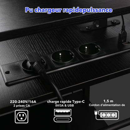 Moderner L-Schreibtisch, 2 in 1 Umwandelbar, 140/230cm, mit ergonomischer Monitortisch-Aufsatz, Power Hub, Gaming-Tisch