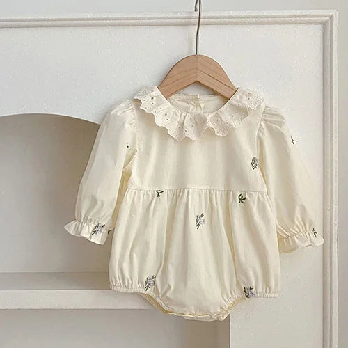 2023 neue Frühjahr 0-24 M Baby Mädchen Kleidung Infant Baby Mädchen Overall Lange Ärmeln Baumwolle Stickerei Neugeborenen baby Mädchen Bodys.