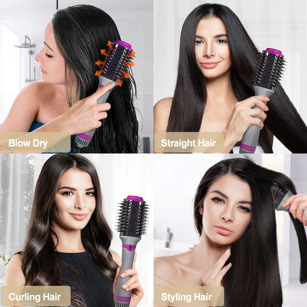 One Step Hair Blower Brush 360 Rotating Power Cable Hot Air Paddle Styling Brush Negative Ion Generator Curling Combair Straigh.