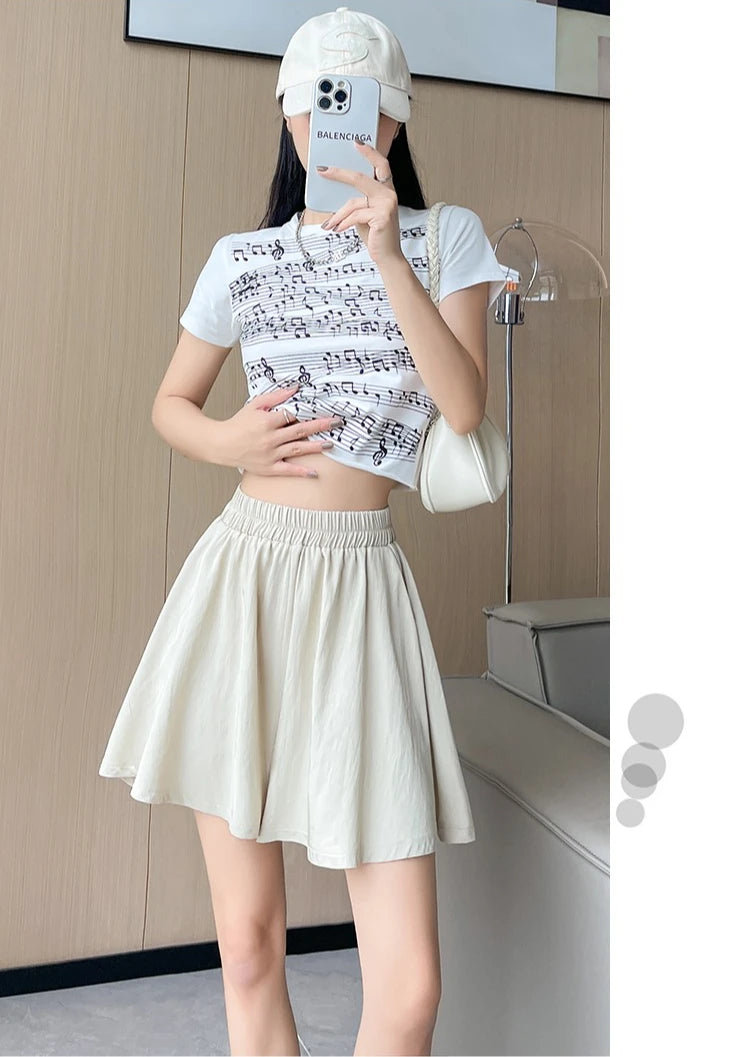 Women Quick Dry Sporty Short Pants Summer Thin Pleated Shorts Skirts High Waist A- Line Five Quarter Pants Cool Wide Leg Pants