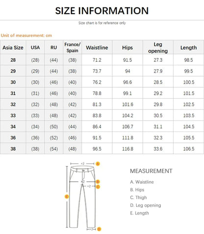 2025 Spring Summer New 98%Cotton Men's Slim Jeans Straight Casual Fashion Pencil Pants High Quality Trousers Male Clothes White.