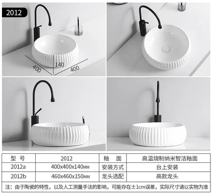 Arbeits platte Waschbecken Seite Entwässerung Keramik Waschbecken Balkon Waschbecken Kunst becken Einzel becken quadratischer Kreis