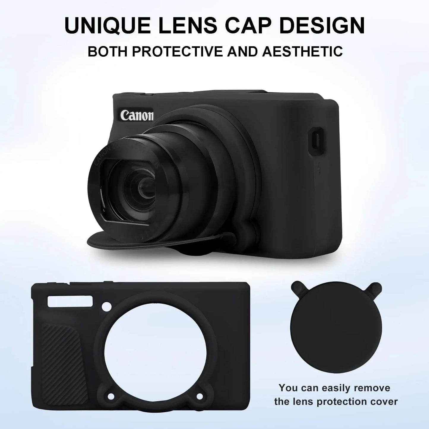 Camera Case for Canon PowerShot SX740 / SX730 Digital Camera, Soft Silicone Protective Bag Removable Lens Cover Accessories.