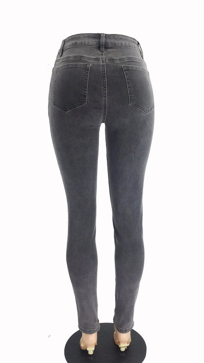 Women Jeans Wash Denim pant Sheath Ankle Length Pencil Pants Skinny Hot High Waist Slim Casual Basics Solid 2025 Button Pockets