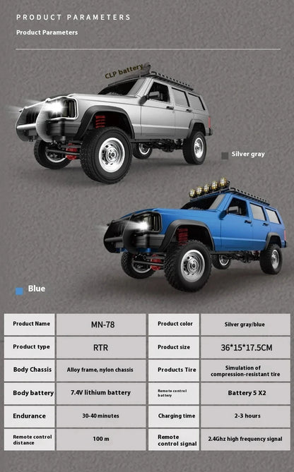 1:12 MN78 4WD Off-Road RC Car 2.4G Full Scale MN Model Cars RTR Version 280 Motor Real Proportional Copy Toy Remote Control Car.