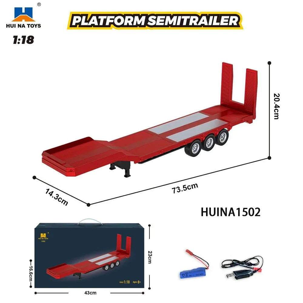 HUINA 1/18 19CH RC Truck 1501 770S Scania Alloy Tractor 2.4G Remote Control Engineering Trailer Truck with Light and Sound Toys