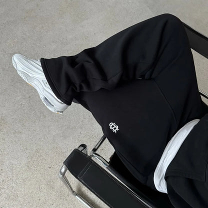 Y2K Men Jogger Loose Su Logo Embroidered Leg Openings Wide Leg Pants Extra outsize Pockets fashionable Couple Straight Leg Pants.
