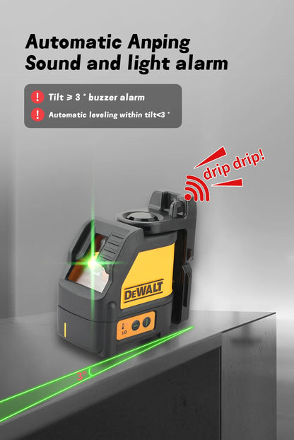DEWALT DW088CG Laser-Wasserwaage, 2-zeiliges Kreuzlinien-Grünlicht, automatische Nivellierung, hochpräzise horizontale vertikale Laser-Wasserwaage