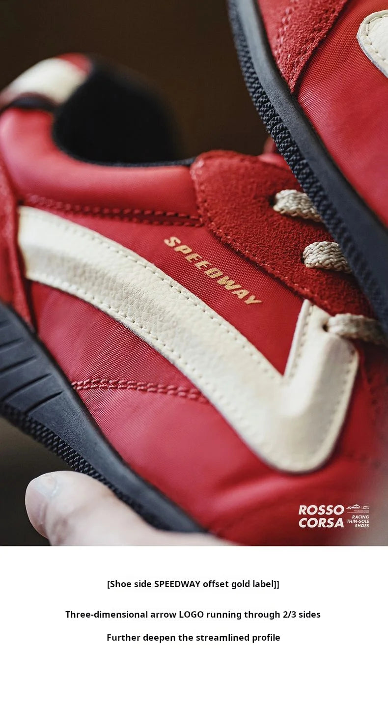 Maden Vintage Patchwork Rot Racing Sneakers Unisex Sommer Atmungsaktive Deutsche Trainer Schuhe Dünne Sohle Casual Lace-Up Sportliche Schuhe.