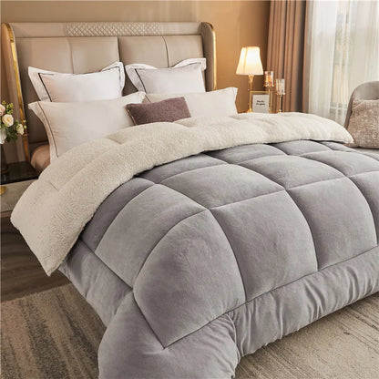 Winter Bedding Thick Quilt Blanket Thickened Warm Flannel Fleece Comforter for Cold Nights Set Bed Duvets Quilts the Blankets.