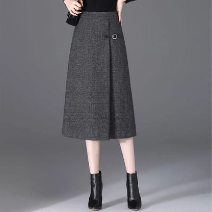 2025 Autumn New All-match Fashionable High Waist A-line Skirt Women Clothes Office Lady Simplicity Irregular Slim Skirts Ladies.