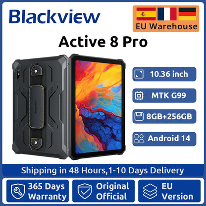 Blackview Active 8 Pro Rugged Tablets Android 14 10.36" 2.4K Display Helio G99 16GB 256GB Tablet PC 22000mAh.