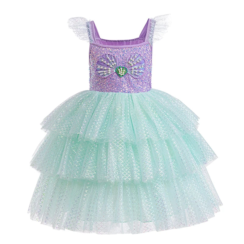 Mädchen elegante Regenbogen Prinzessin Kleid mit Bowknot Flatter Trim Mesh Kleid Tutu Kleid für Party, Performance Tutu Kleid.