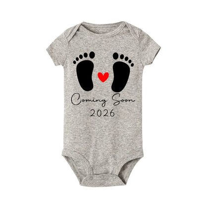 Baby 2026 Schwangerschaftsankündigung Neugeborenes Baby Bodys Sommer Jungen Mädchen Strampler Overall Kleidung Outfit.