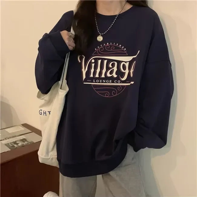 Women Hoodies 2025 Spring Woman clothing Office Lady Loose Coat Sweatshirts Letter Printed Pullovers Korean Fashion Y2k top Coat.