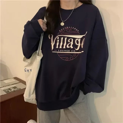Women Hoodies 2025 Spring Woman clothing Office Lady Loose Coat Sweatshirts Letter Printed Pullovers Korean Fashion Y2k top Coat.