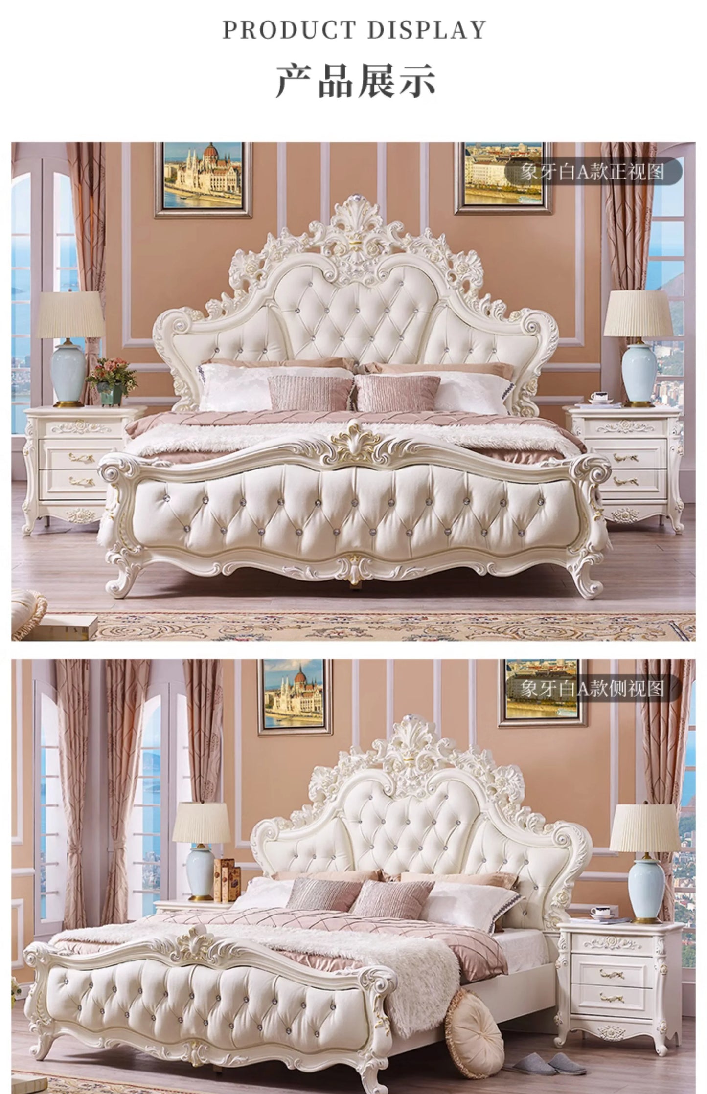 Gold Luxus gestepptes Doppelbett Holz Vintage weiche Einzelkopfteile Doppelbett Erwachsene Zuhause Camas De Dormitorio Möbel