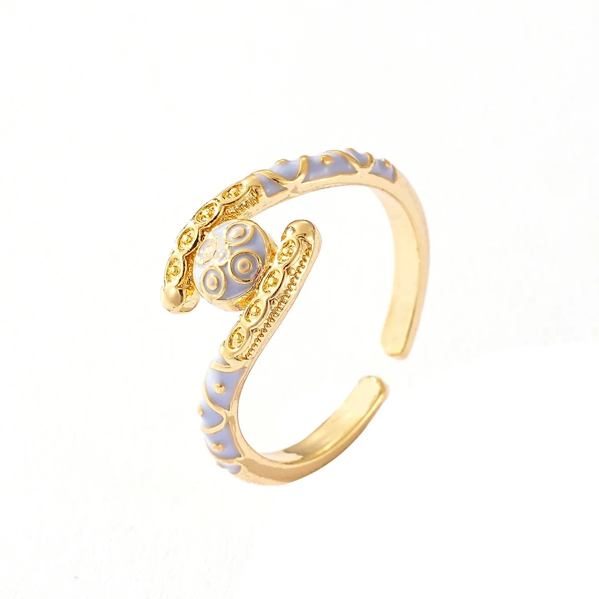 Ajojewel Golden Dubai Bride Jewelry Set Blue Enamel Bangle Ring Adjustable Bangles For Woman.