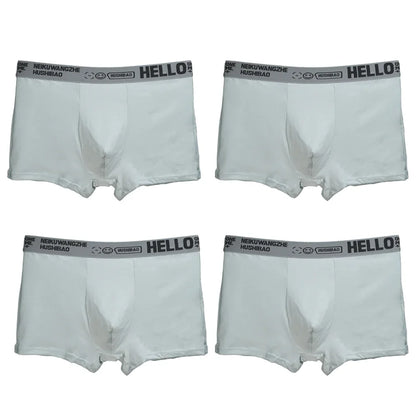4Pcs männer Boxer Unterwäsche Mann Mid-taille Unterhose Einfarbig Antibakterielle Höschen Plus Größe Shorts Homme U konvexen Dessous