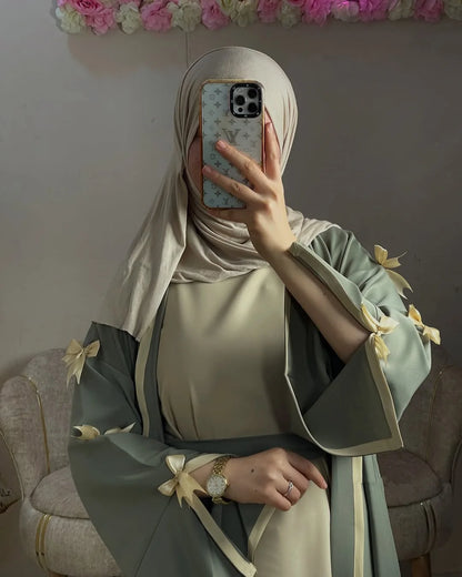Eid Muslimischen Bogen Abaya Frauen Kleider Jalabiya Vestidos Largos Split Hülse Ramadan Marokko Dubai Lange Robe Party Islam Kaftan 2025.
