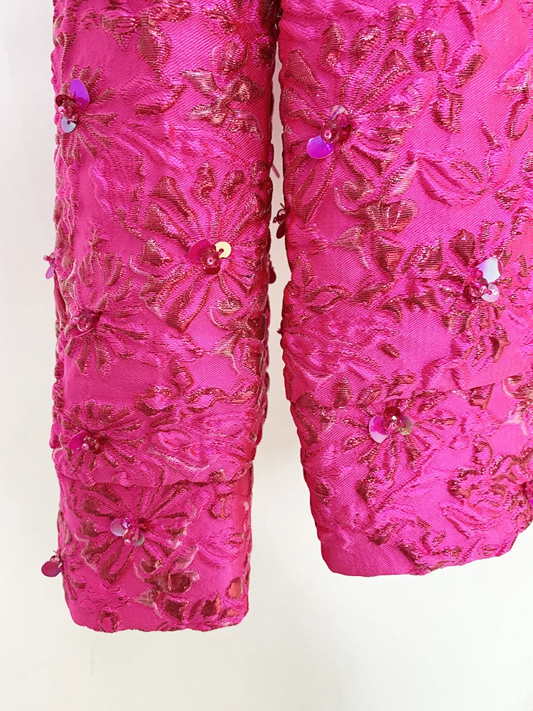 HIGH STREET Newest 2025 F/W Designer Tops Women's Jacquard Beaded Loose Hooded Hoodie.