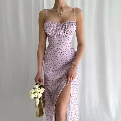 Hugcitar Frauen Elegante Blumen Strand Urlaub Bodycon Streetwear Langes Kleid 2024 Sommer Kleidung Großhandel Artikel Für Business.