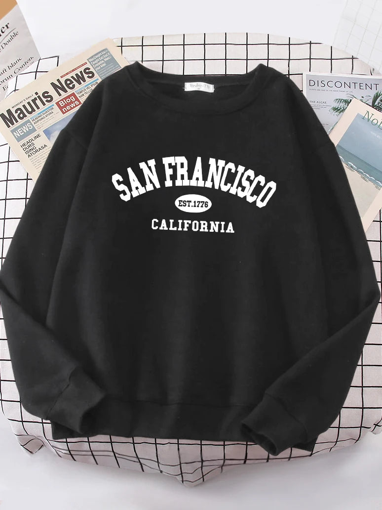 Sanfrancisco Est.1776 California Letter Street Hoodies Women Street Fit Hoodie Hipster Oversized Hoody hip hop All-match Top.