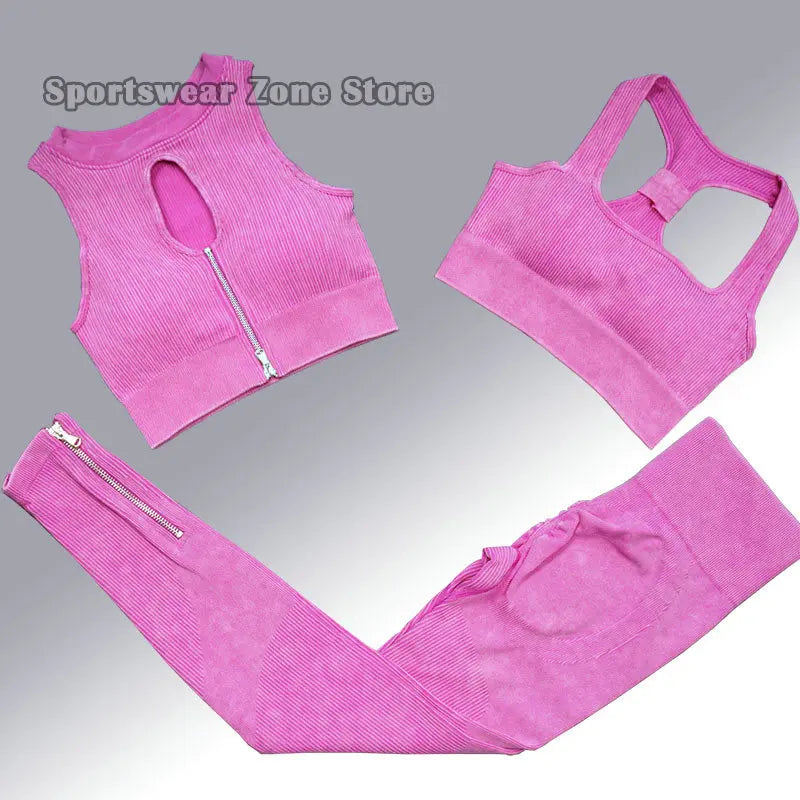 Yoga Suit High Waist Leggings Running Training Tights Sports Outfits Long Sleeve Crop Top Bra Seamless Fitenss Set Fitness Wear