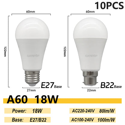 1/10PCS Energiesparlampe E27 B22 Lampen A60 A80 AC220V 230V 110V LED-Licht 20W 18W 24W für Home Derection Wohnzimmerbeleuchtung