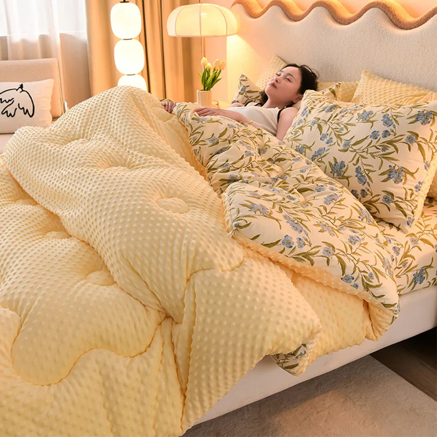 KDJEIKZ  Microfiber is thickened by 3D beanie velvet to protect the warm winter blanket by single double fall and winter