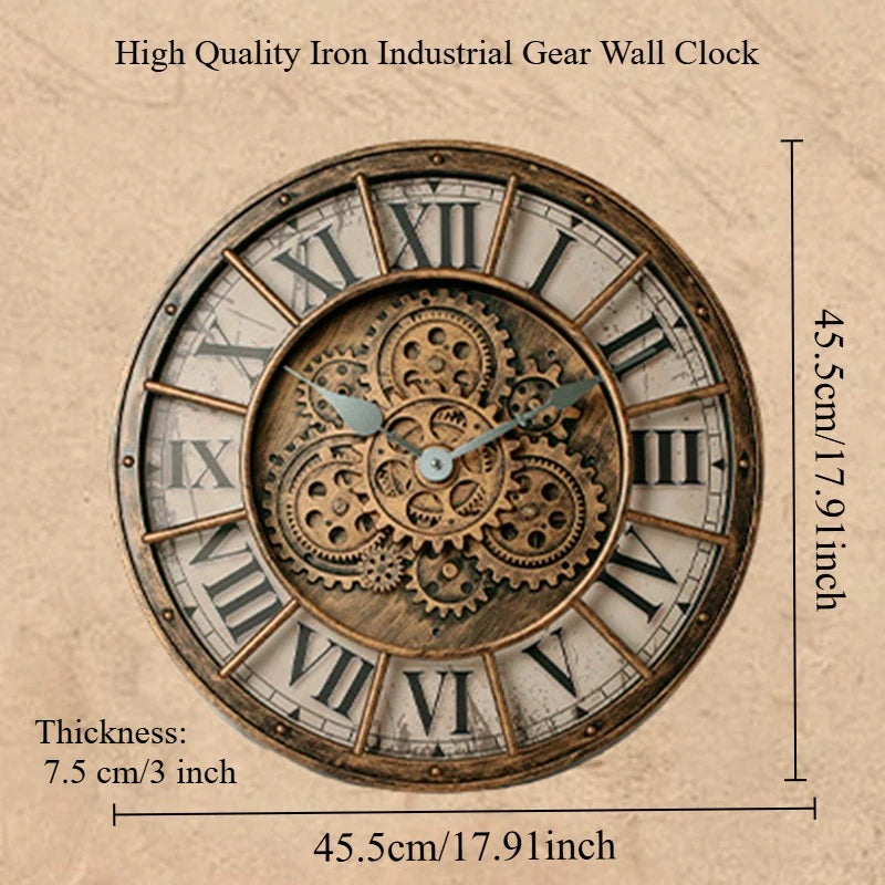 45 cm Luxus Kreative Wanduhr Vintage 3D Getriebe Rotierenden Design Kunst Wanduhr Hause Große Index Stille Schlafzimmer Dekoration uhr
