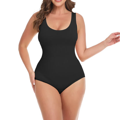 Bodysuit Women Shapewear Tummy Control Butt Lifter Body Shaper Smooth Invisible Under Dress Slimming Underwear Low Neck Jumpsuit.