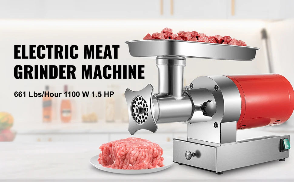 SucceBuy Electric Meat Grinder, 661 Lbs/Hour 1100 W Meat Grinder Machine 1.5 HP Electric Meat Mincer with 2 Grinding Plates,.