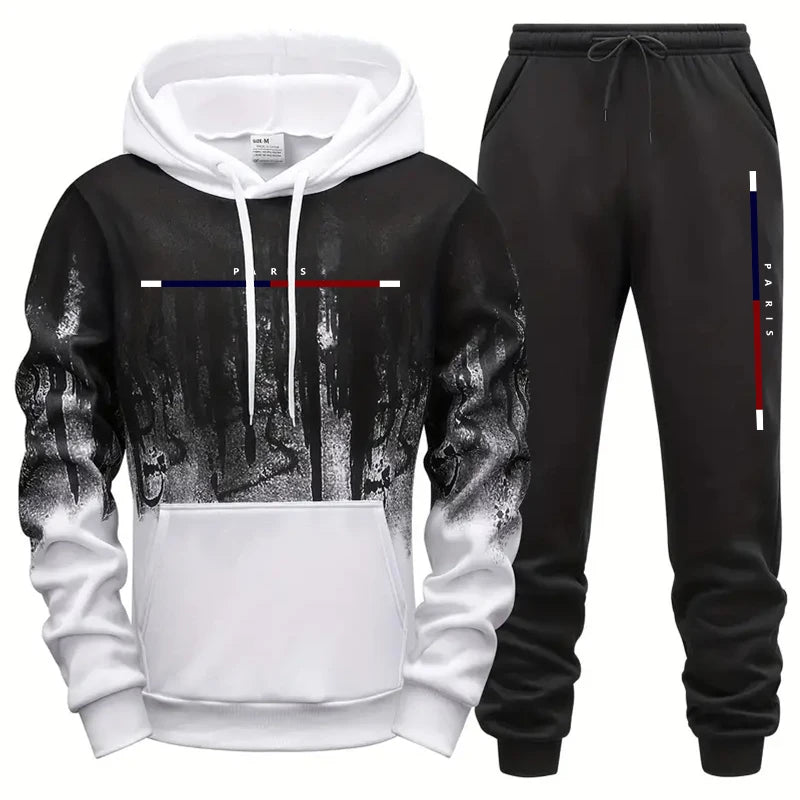 Paris Mode Herren Kapuzen-Trainingsanzug 2-teiliges Set Hochwertiger männlicher täglicher lässiger Sport-Jogginganzug Home Outdoor Hoodie Outftis.