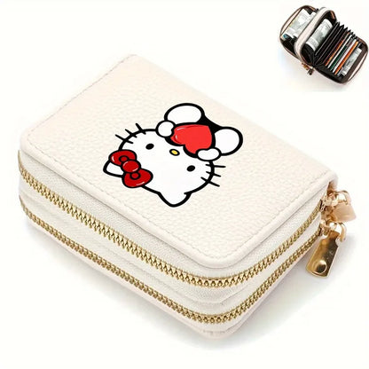 Hello Kitty Kuromi Zipper Wallet with Multi-slots PU Leather Slim Card Holder for Women Cute Gift with Bill Pocket.