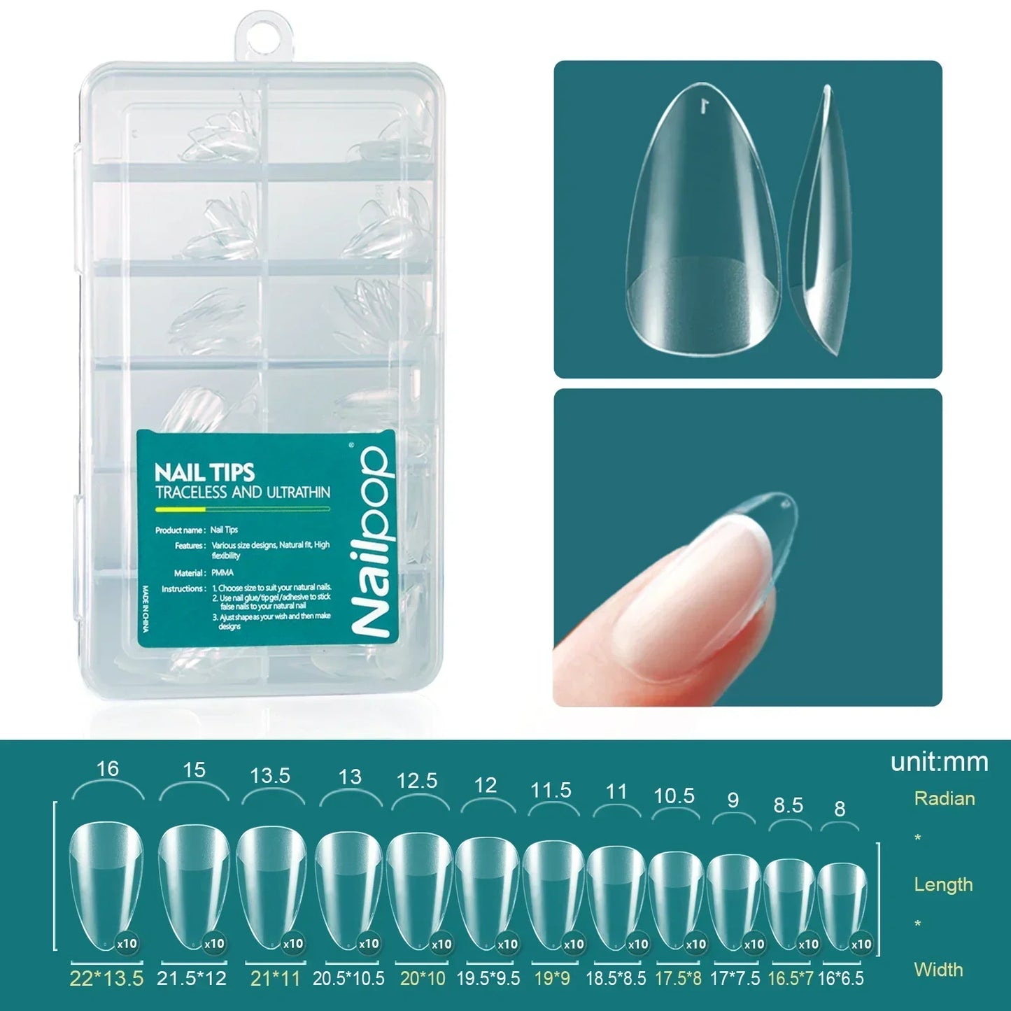 Nailpop 120pcs Acrylic Nails Fake Capsule Short Almond Coffin Square Artificial Nail Extension Soft Gel Tips Accessories Tools