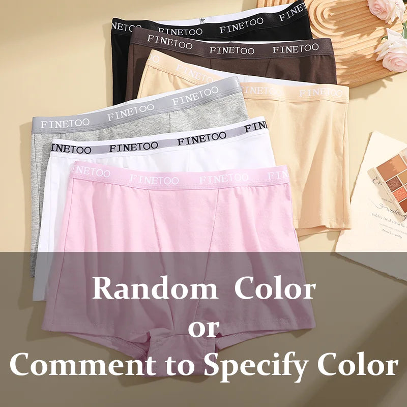 3Pcs Women's Panties Cotton Seamless Sports Boxers Underwear Female Solid Color Briefs Lingerie Intimate Underpant Finetoo S-XXL