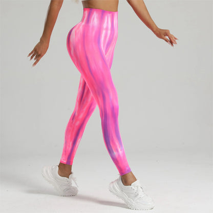 New Women Tie dye High Waist Legging Push Up Scrunch Gym Sports Yoga Pants Elastic Soft Tights Workout Booty Leggins Nylon.