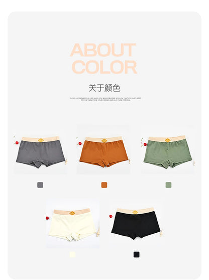 3PCS/Pack 100% Cotton Multicolor Solid Women's Boxer Knit Breathable Panties Underwear Soft High Elastic Mid-rise Thin Boyshorts.