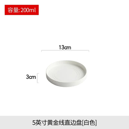 High end white ceramic steak brushed tableware, ceramic salad pasta plate dinner set plates and dishes ceramic plate sushi plate.