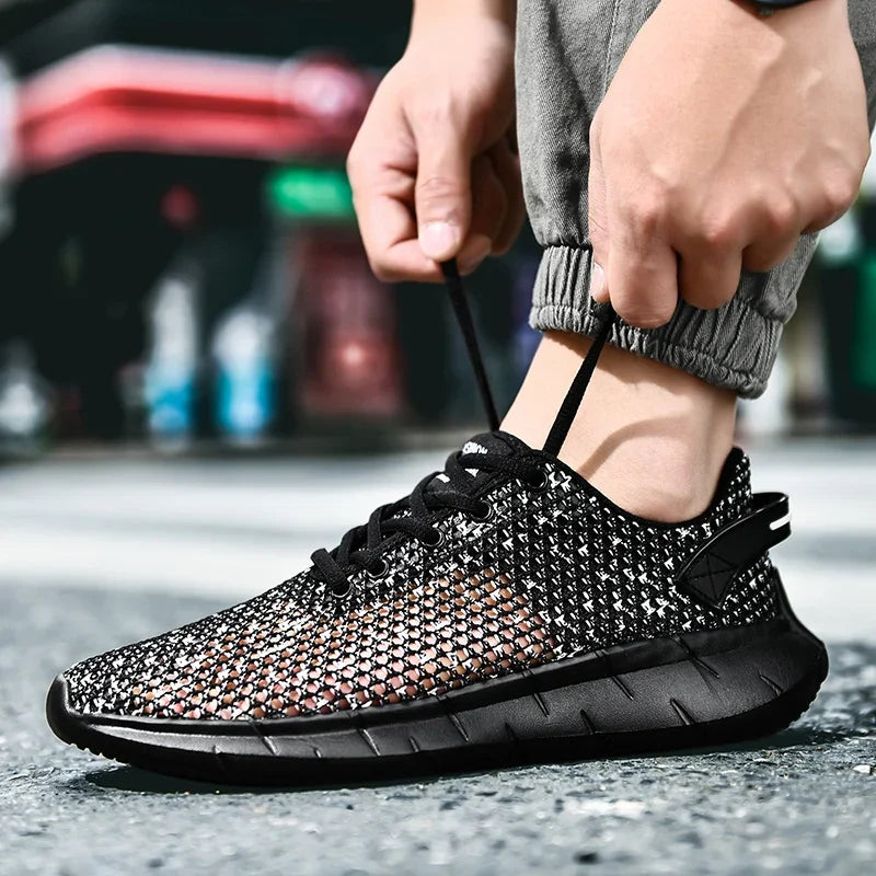 Summer Mesh Men Casual Shoes Comfortable Mens Walking Sneakers Breathable Hollow Man Running Shoes Lightweight Sport Shoes