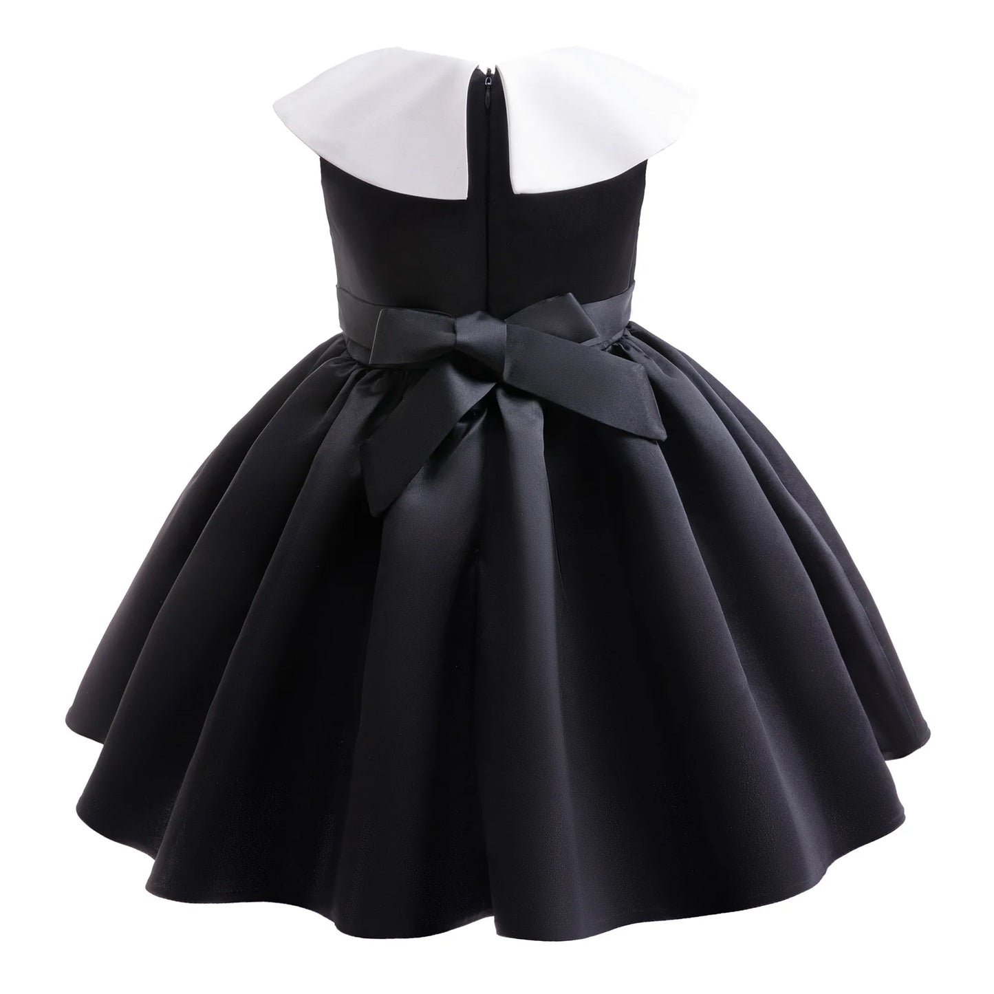 Kinder Kleider für Mädchen Vintage Schwarz Satin Prinzessin Kleid für Kinder Konzert Performance Hochzeit Geburtstag Zeremonie Abendkleid.