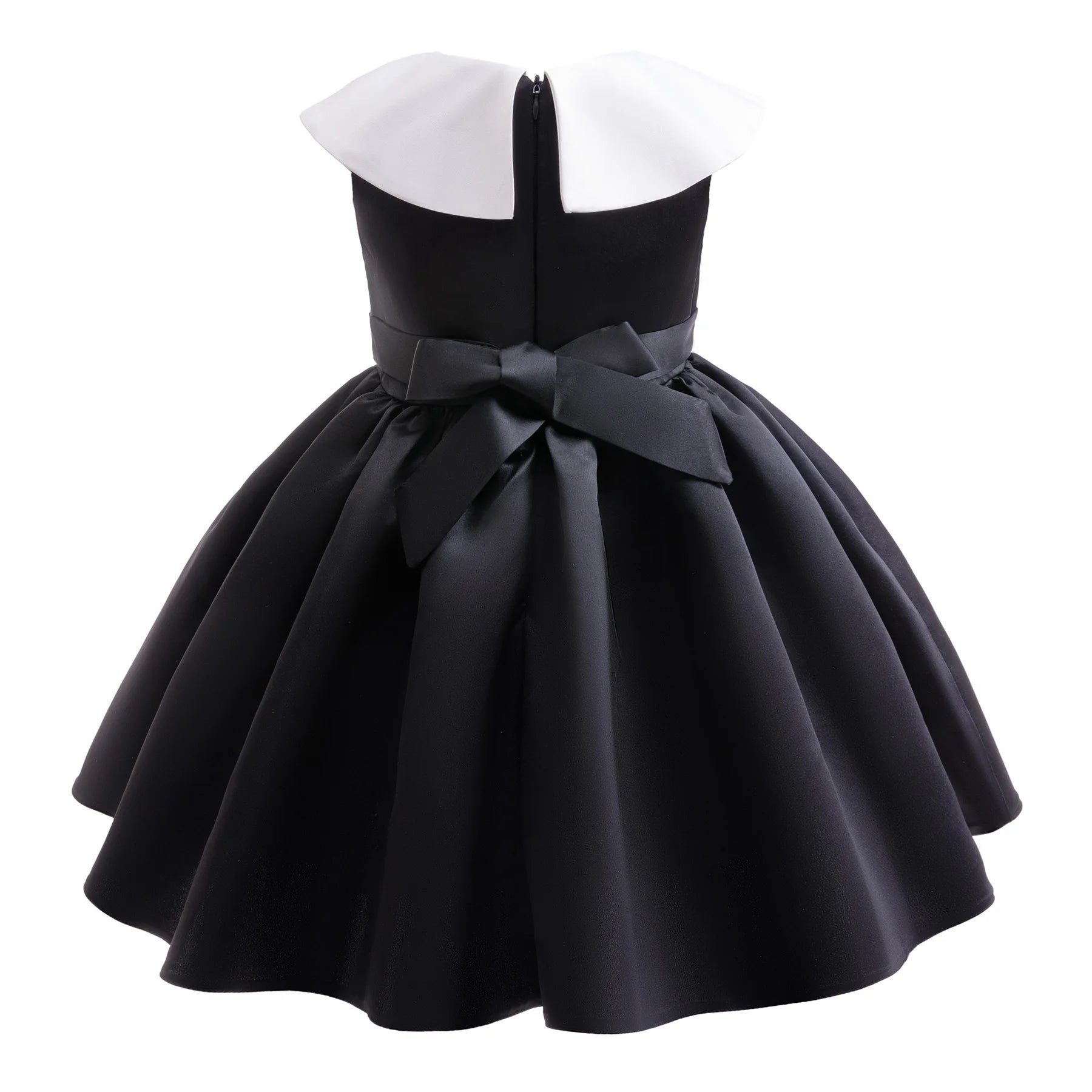 Kinder Kleider für Mädchen Vintage Schwarz Satin Prinzessin Kleid für Kinder Konzert Performance Hochzeit Geburtstag Zeremonie Abendkleid.